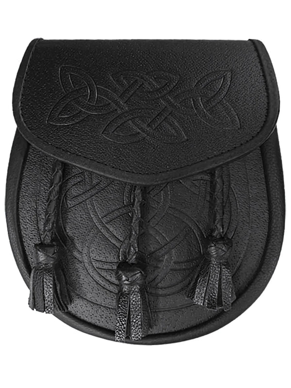 Black Celtic Knot Embossed Leather Sporran